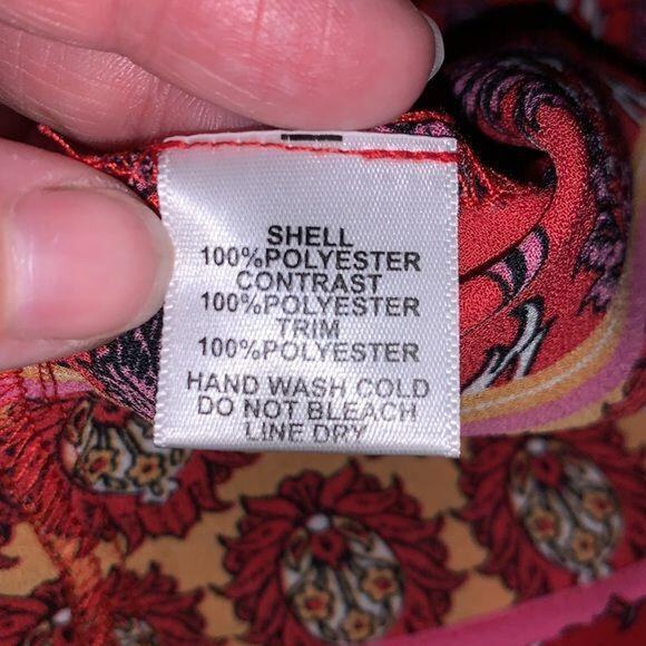 W5 Womens Blouse Top Ruffled V Neck Collar Relaxed Fit Short Sleeve Red Large - Picture 8 of 8